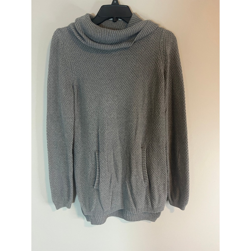 Lou & Grey Gray Cowl Neck Textured Knit Tunic‎ Sweater with Pockets Womens Small